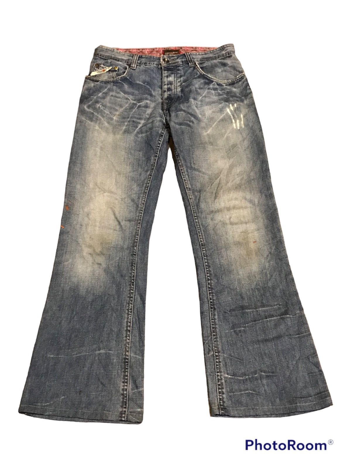Japanese Brand × Tornado Mart Flare jeans distressed cross hatch boot cut Size US 32 / EU 48 - 1 Thumbnail