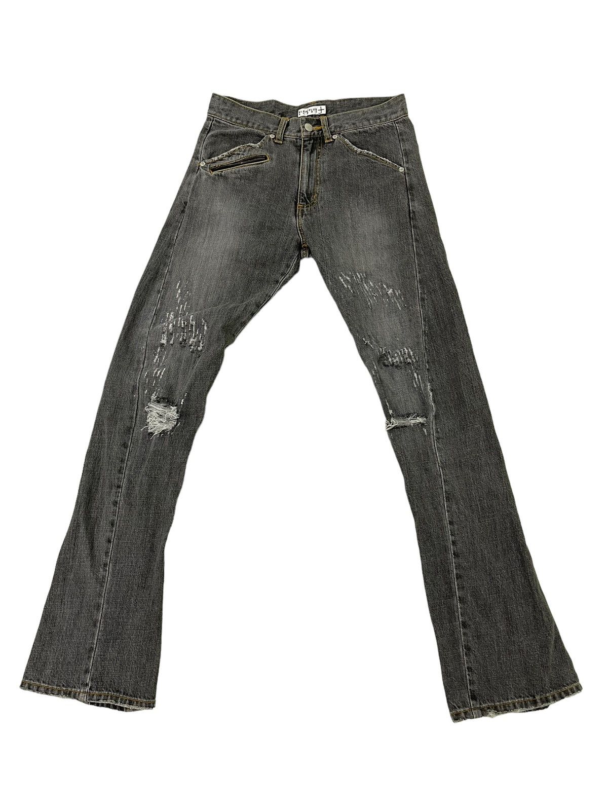 Japanese Brand Flare Jeans Klein Plus Homme Distress Slim Boot Cut 5🟦9 Size US 29 - 2 Thumbnail