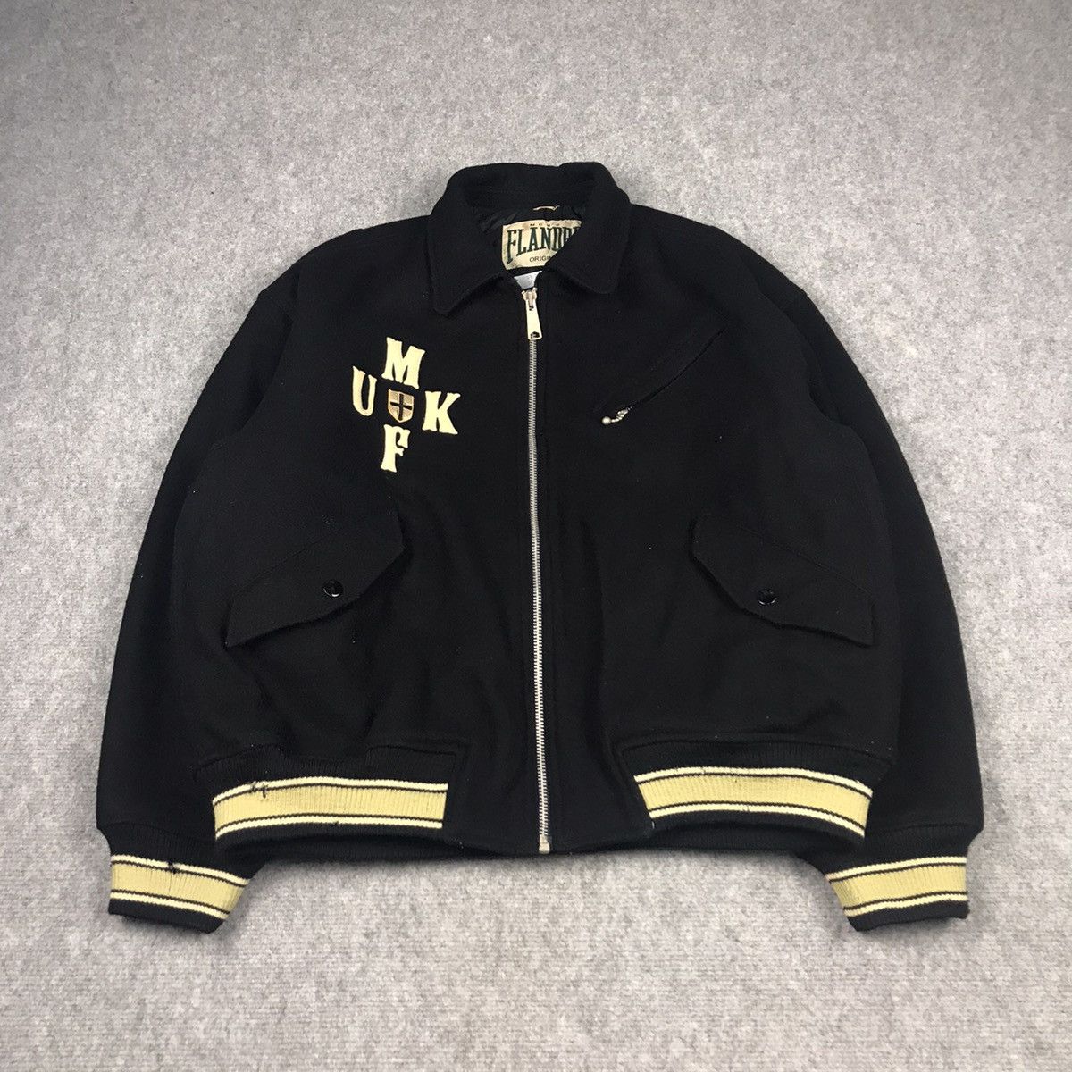 Japanese Brand MEN FLANDRE VARSITY JACKET SNAP BUTTON JACKET Size US M / EU 48-50 / 2 - 2 Thumbnail