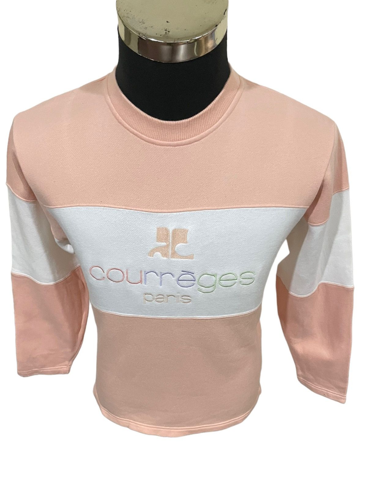 Andre Courreges × Courreges Rare🔥Courreges Paris Spellout Tri Color Sweater Jumper Size L / US 10 / IT 46 - 6 Thumbnail