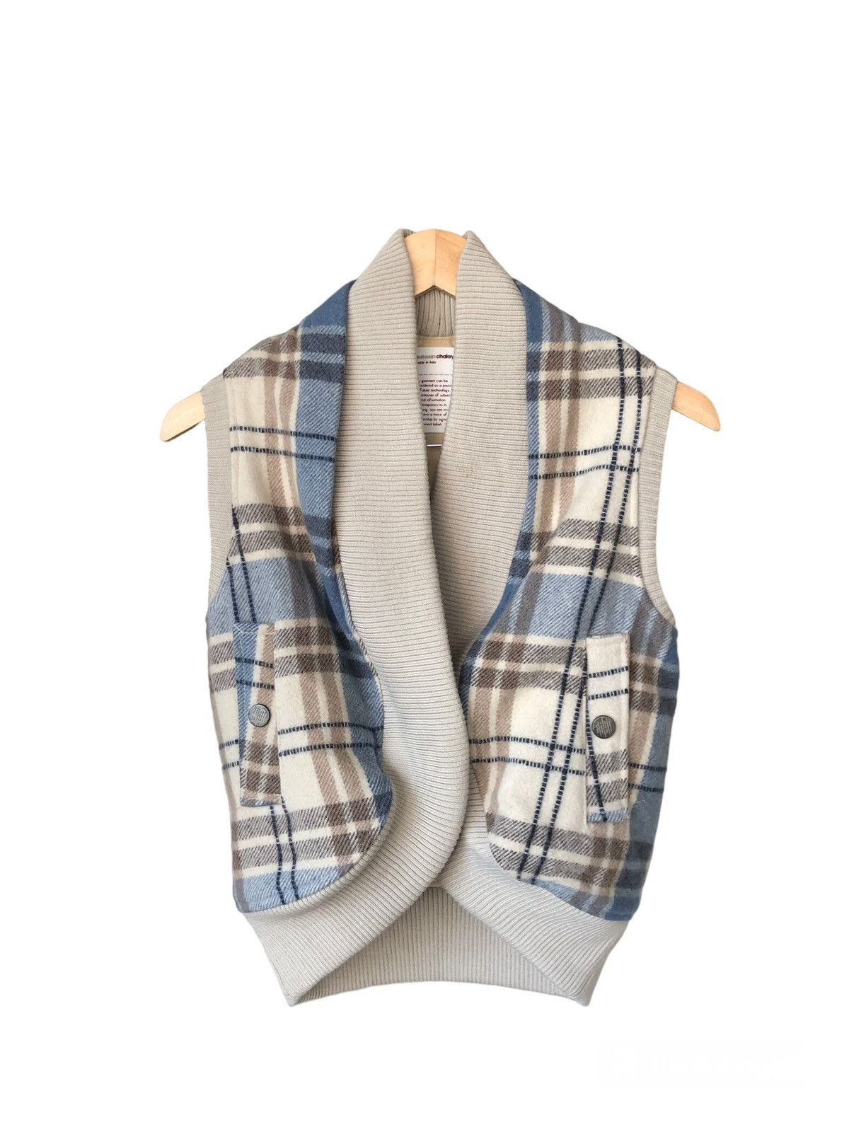Hussein Chalayan Rare❗️Vintage Hussein Chalayan Checked Wool Vest Jacket Size XS / US 0-2 / IT 36-38 - 1 Thumbnail