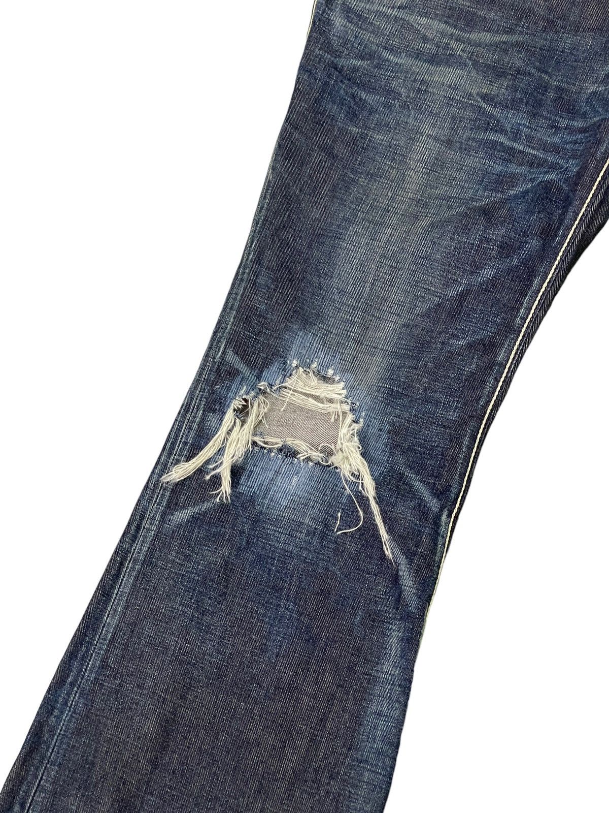 Japanese Brand Flare Jeans Ufin & Sons Distres Thick Denim Bell Bottom 5🟦9 Size US 35 - 6 Thumbnail