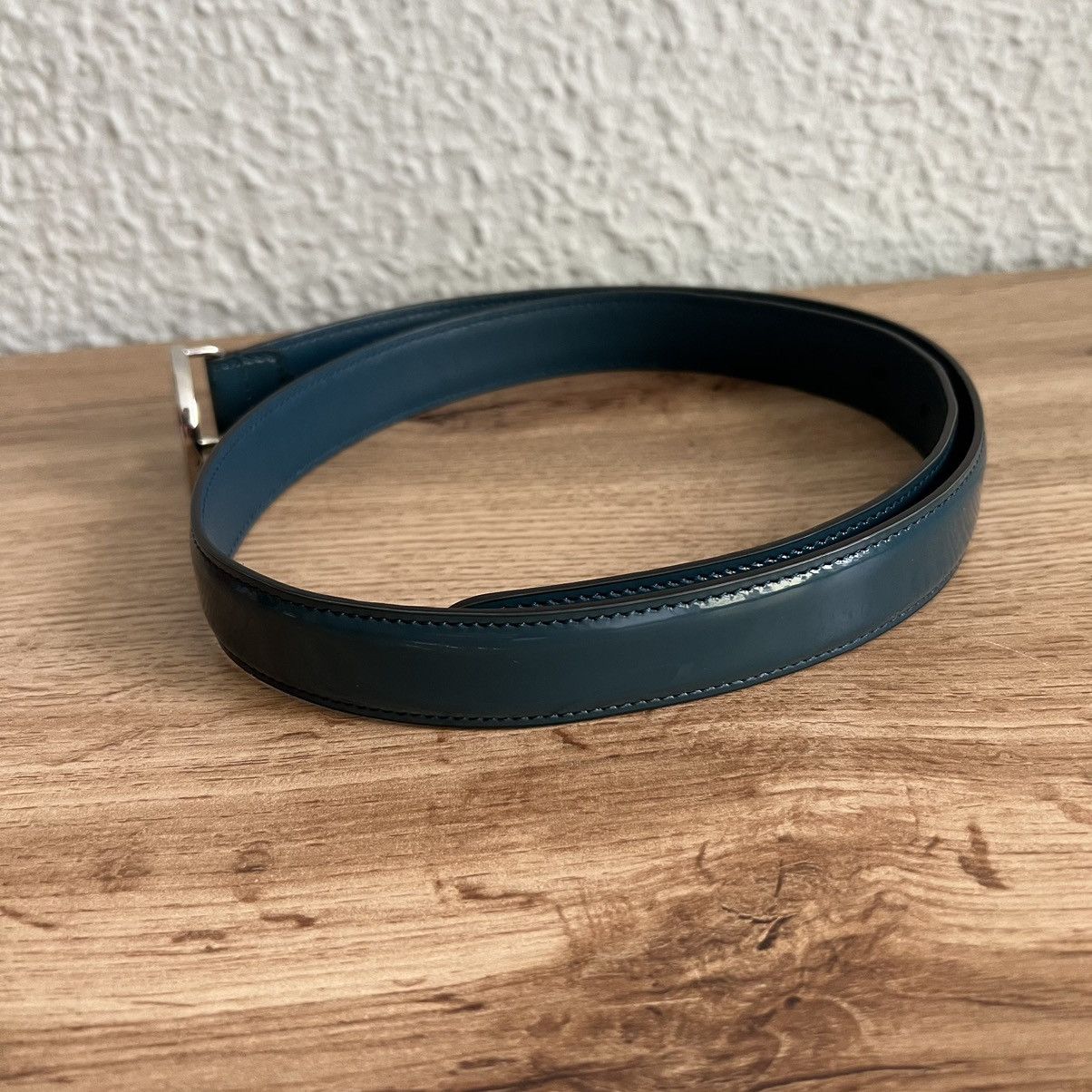 Gucci Gucci GG Patent Navy Leather Belt Silver Logo Retro Y2K Size ONE SIZE - 4 Thumbnail