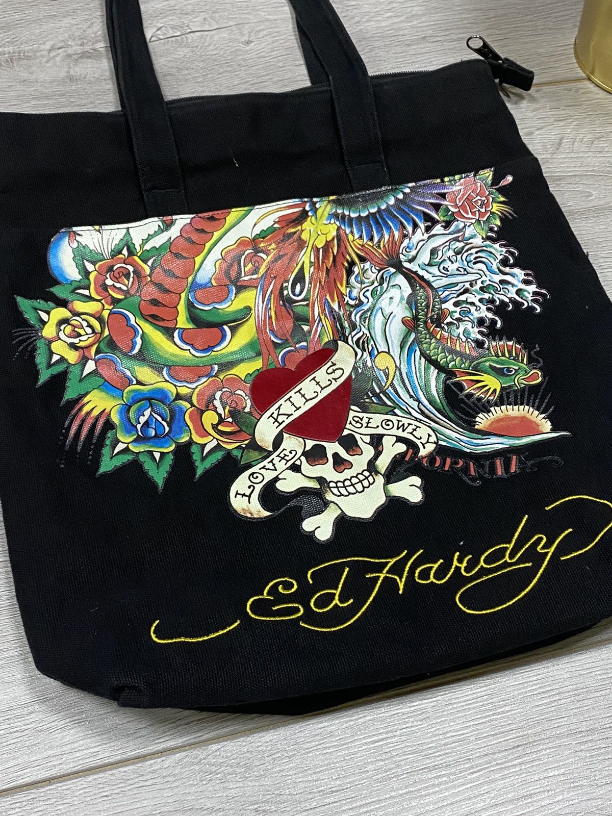 Christian Audigier × Ed Hardy × Vintage Ed Hardy skull ☠️ Love kills slowly vintage shopper bag Size ONE SIZE - 3 Thumbnail