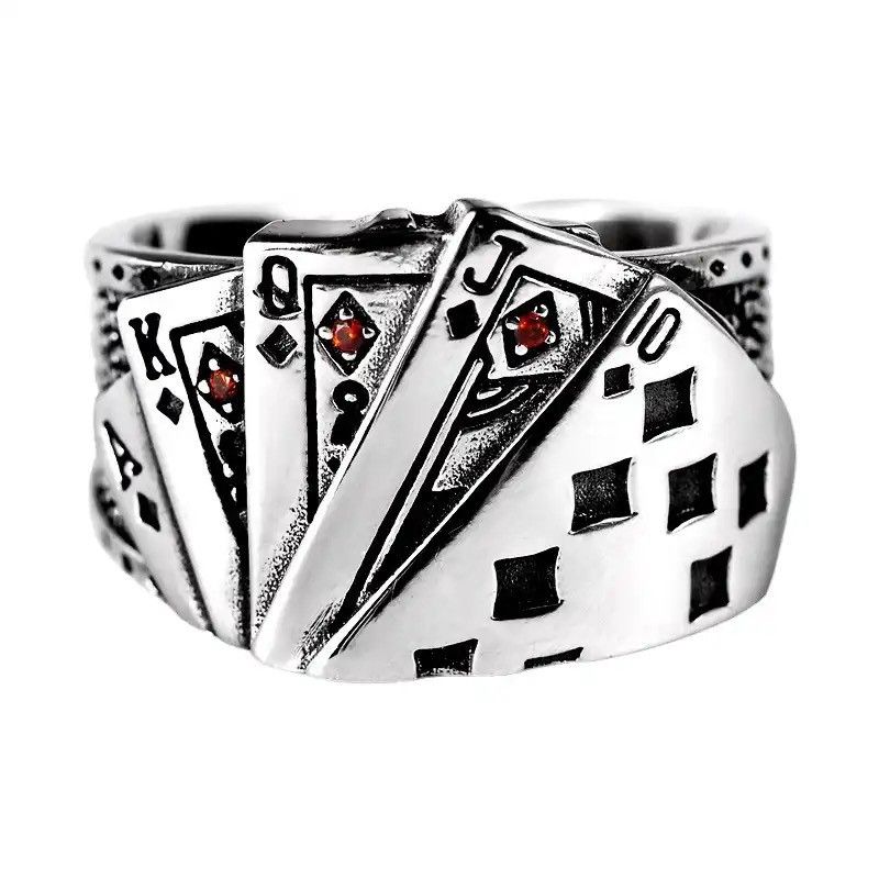 Jewelry × Vintage Poker Cards Adjustable Ring Retro Size ONE SIZE - 5 Thumbnail