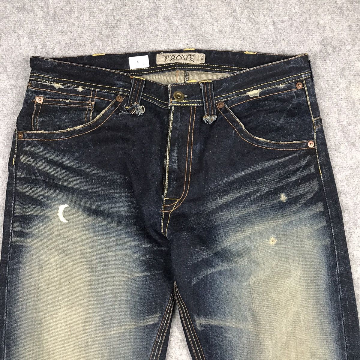 Japanese Brand × TROVE RIPPED DISTRESSED💀BLUE FADED TROVE DENIM PANTS Size US 33 - 10 Thumbnail