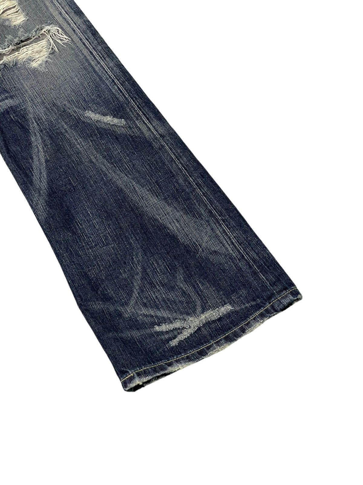 Edwin Flare Jeans Edwin Distress Acid Wash Low Rise Boot Cut 5🟦5T Size US 31 - 4 Thumbnail