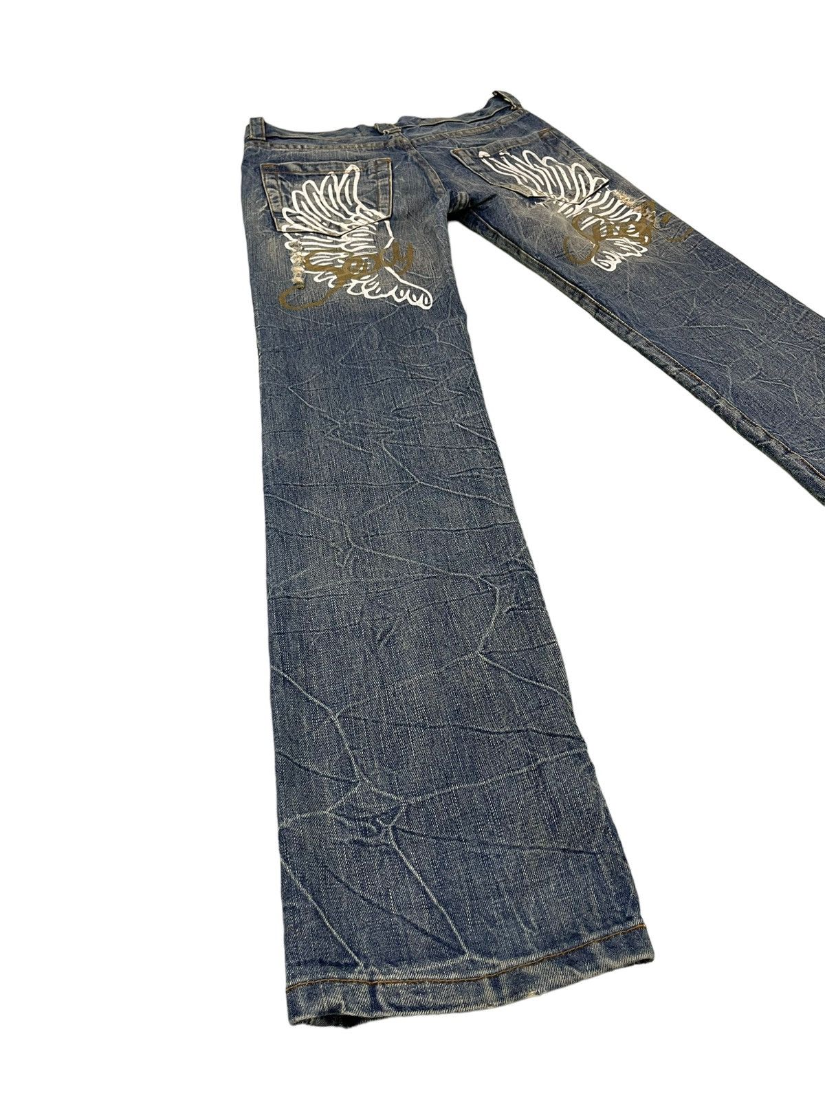 Japanese Brand Distress Jeans K.U.I Acid Wash Low Rise Denim Straight 5🟦9 Size US 30 / EU 46 - 5 Thumbnail
