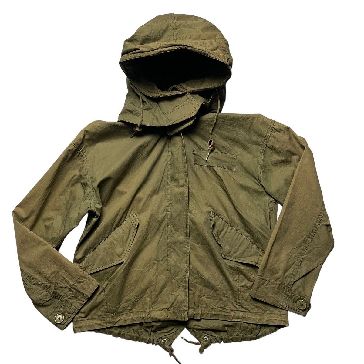 image of 14Th Addiction x If Six Was Nine Allureville Balaclava Hooded Nylon Jacket in Army Green (Size Medi