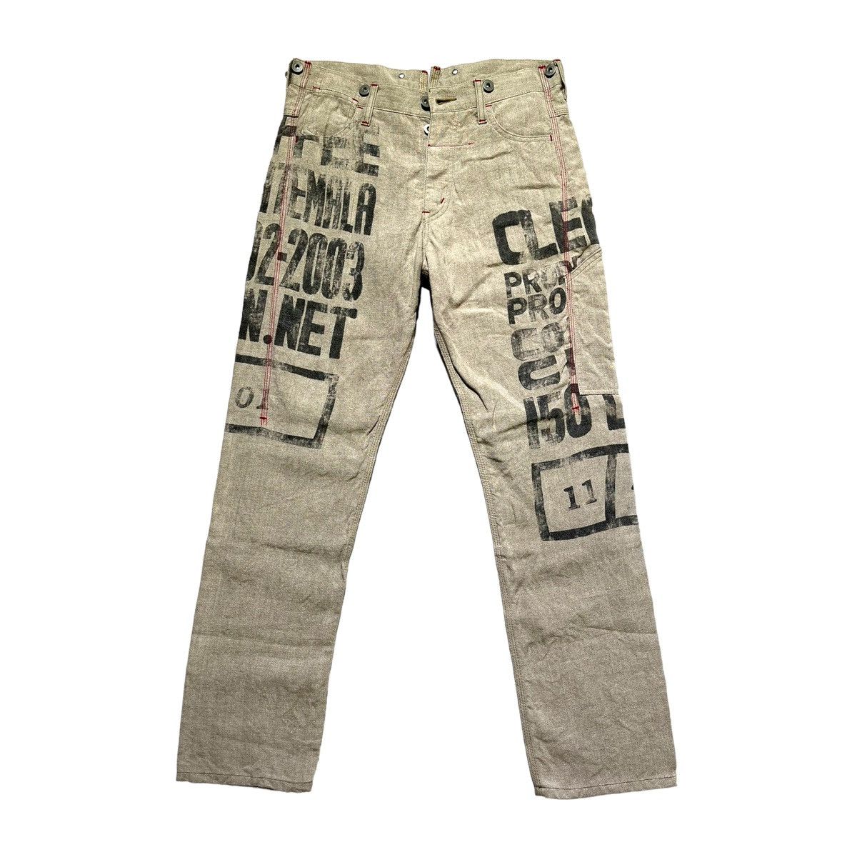 Pre-owned Comme Des Garcons X Junya Watanabe 2007 Graphic Linen Pant In Beige