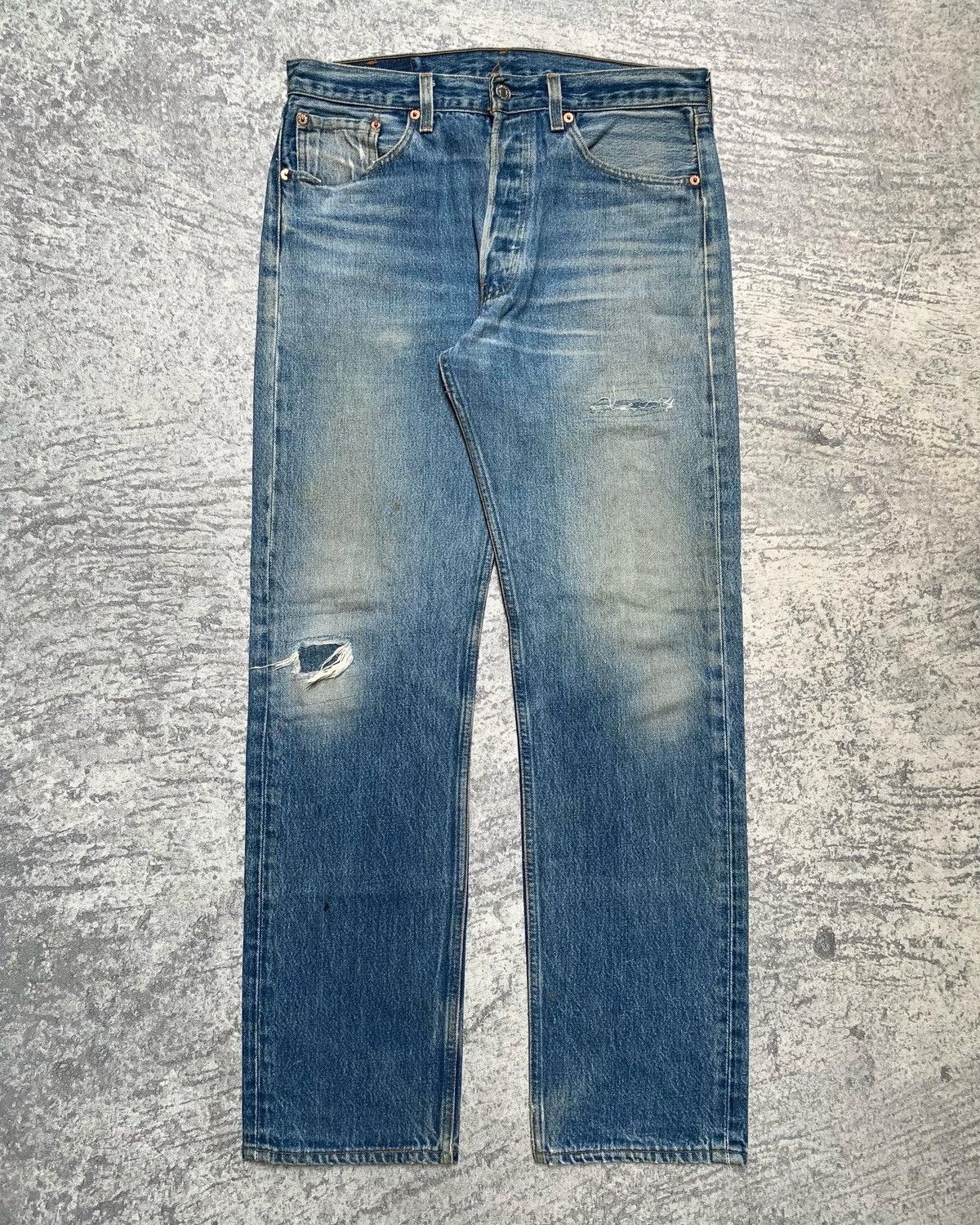 Vintage Vintage Levi’s 501 Faded Blue Wash Repair Jeans 1990’s | Grailed