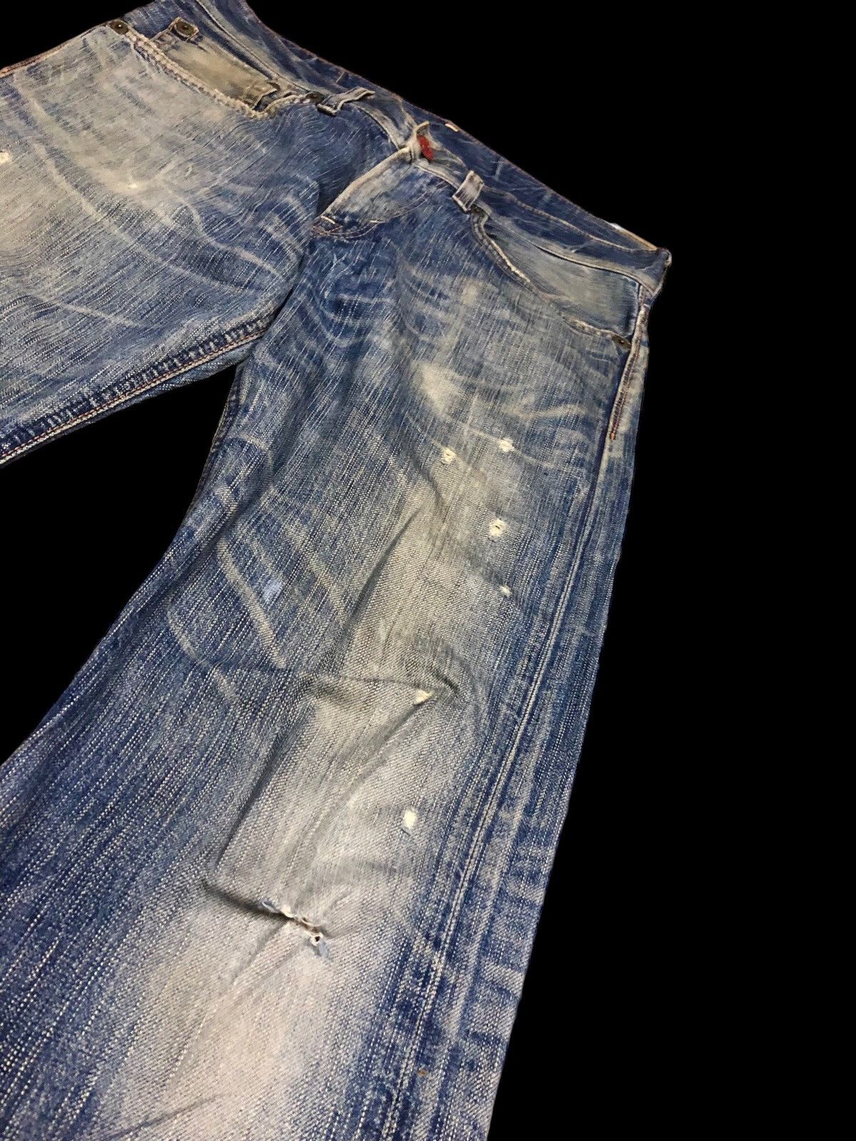 Edwin FLARED⚡️⚡️EDWIN BLUE TRIP DISTRESSED DENIM Size US 32 / EU 48 - 3 Thumbnail