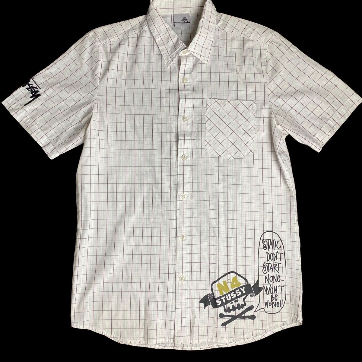 Stussy N4 Skull Backhit Button Up Tee