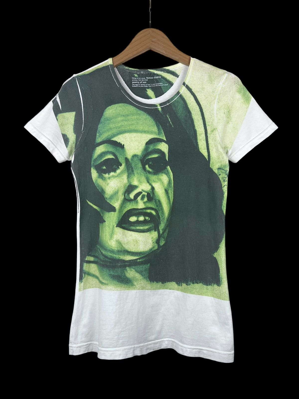 image of Vintage Tomoo Gokita ‘Poetry Of Sex” Artwork Tshirt in White/Green, Women's (Size Small)