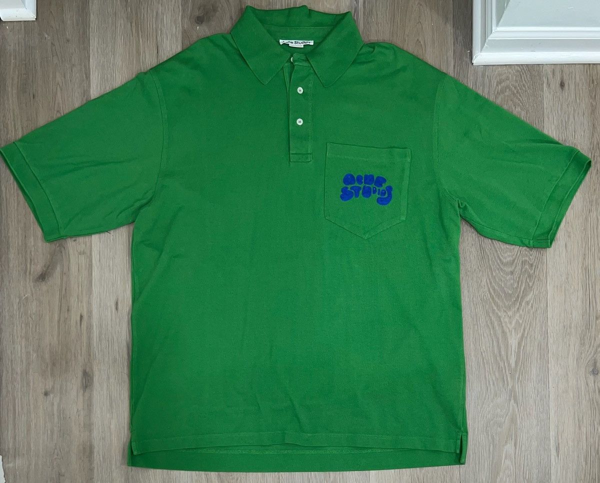 image of Acne Studios Oversized Polo Size Xxl in Green, Men's