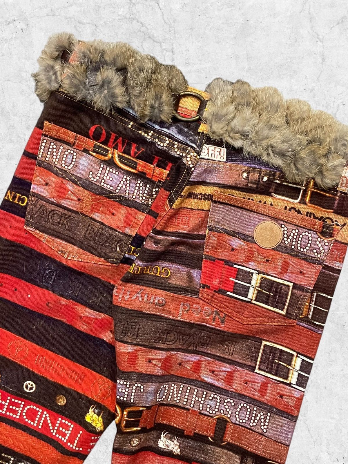 Moschino × Vintage Moschino Belt All Over Print Denim With Leather Racoon Belt Size US 32 / EU 48 - 11 Thumbnail