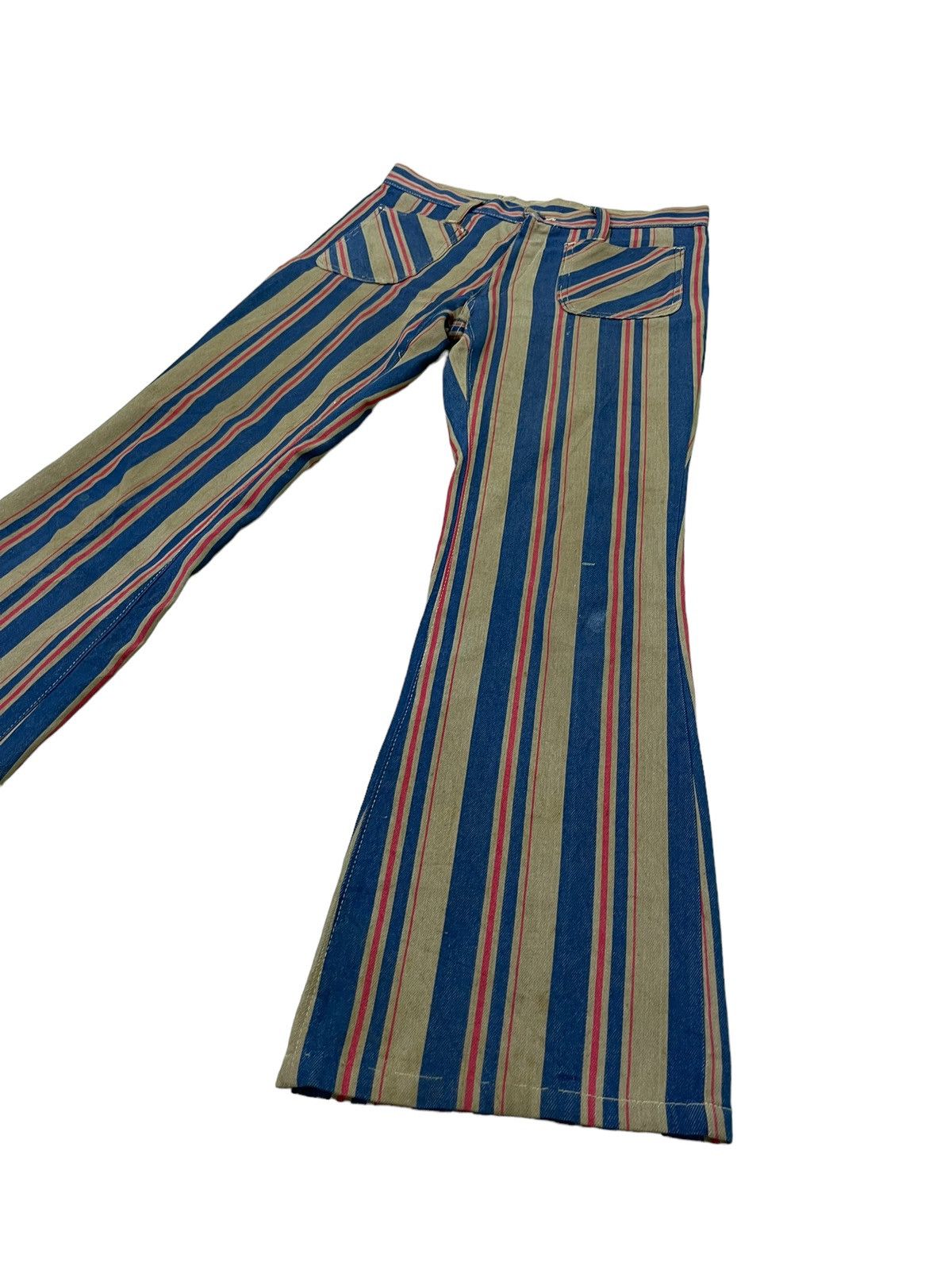 Japanese Brand Flare Jeans Vtg 70/80s Power Striped Bell Bottom 6🟦0 Size US 31 - 3 Thumbnail