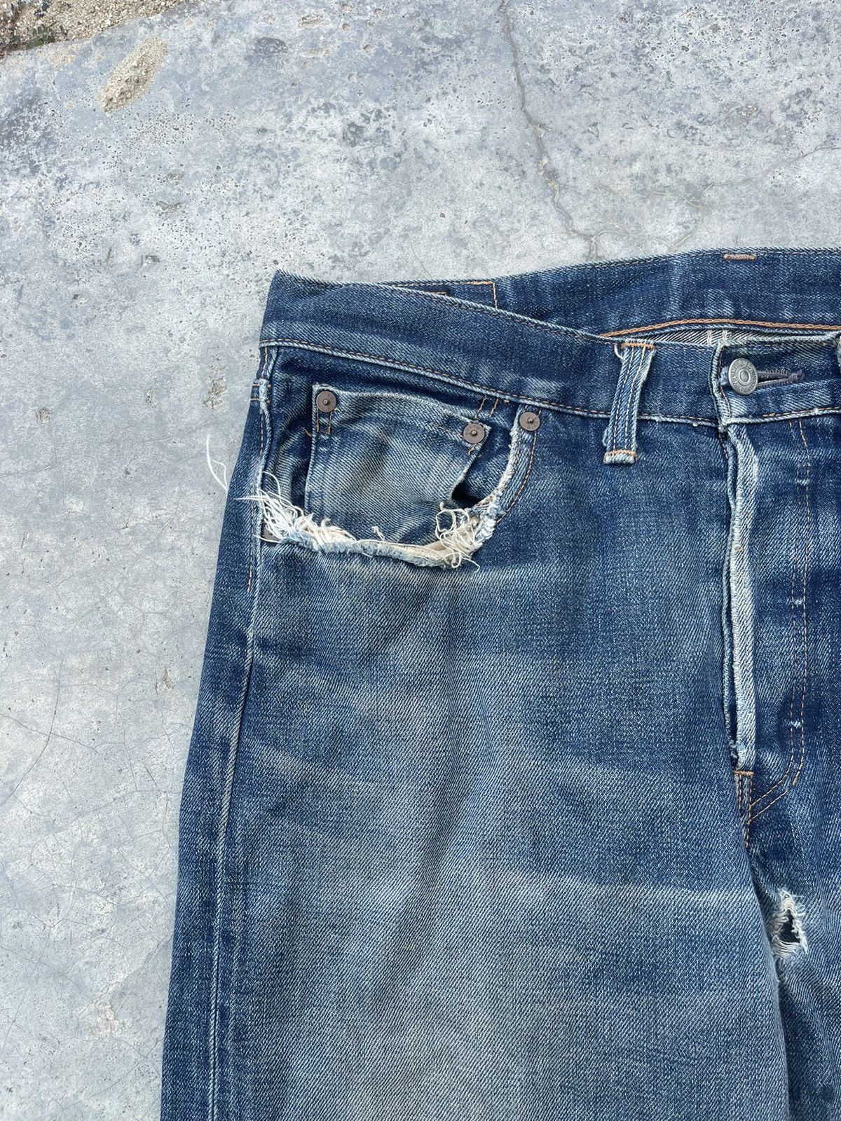 Edwin Vintage Edwin 505 Straight Cut Distressed Baggy Jeans Size US 32 / EU 48 - 5 Thumbnail