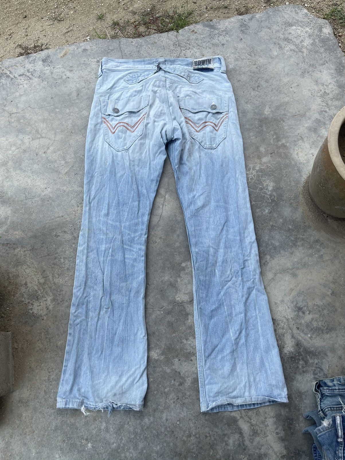 Edwin × Vintage Vintage Edwin Bootcut Distressed Jeans Size US 33 - 2 Thumbnail