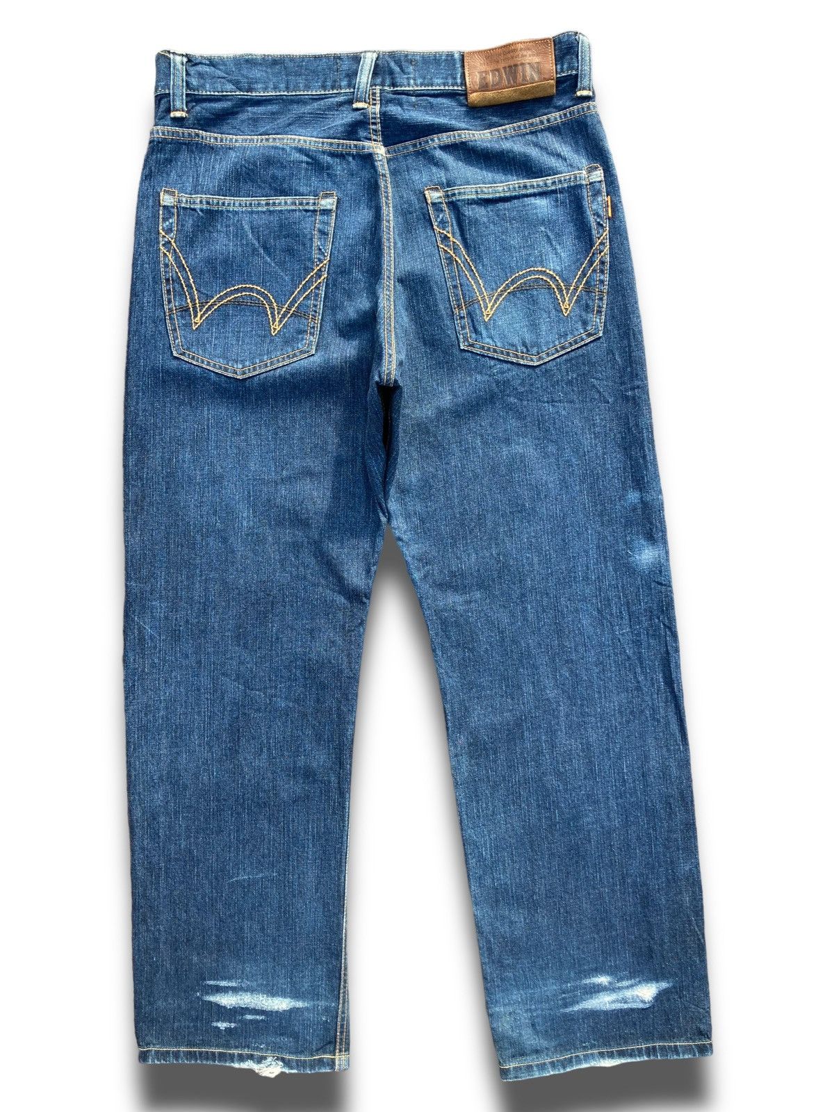 Edwin × Vintage Vintage Y2K Edwin Indigo Distressed Kaihara Denims Size US 34 / EU 50 - 9 Thumbnail