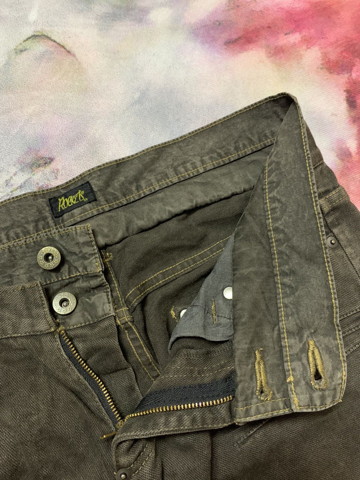 Double Waist Japanese Brand ROCKETS Front Pocket Denim