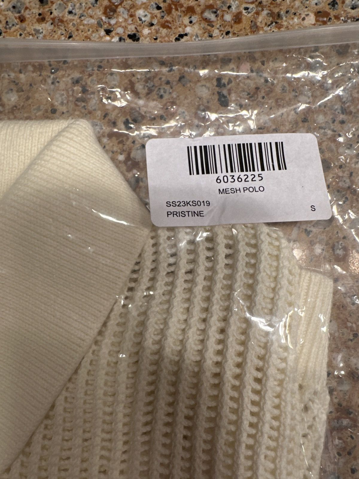 MESH KNIT POLO PRISTINE COLOR SIZE SMALL