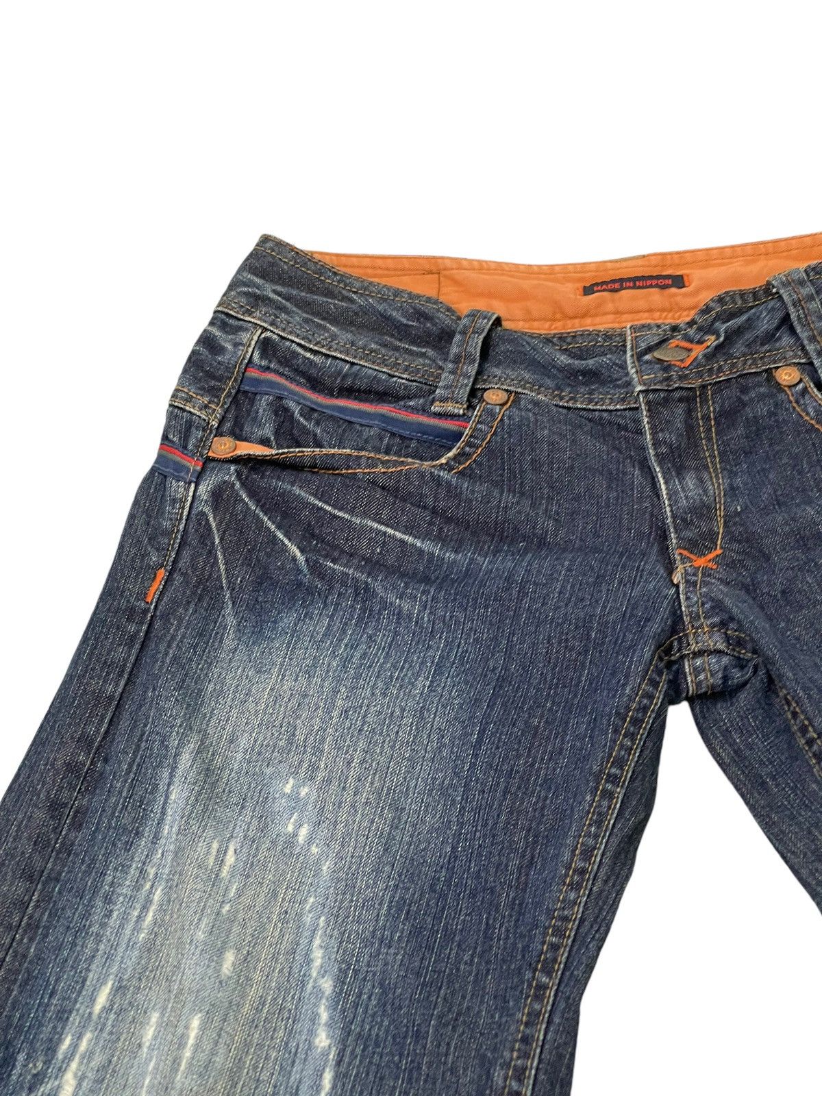 Japanese Brand Wide Leg Jeans Et Boite Japan Distress Low Rise 6🟦0 Size US 29 - 8 Thumbnail