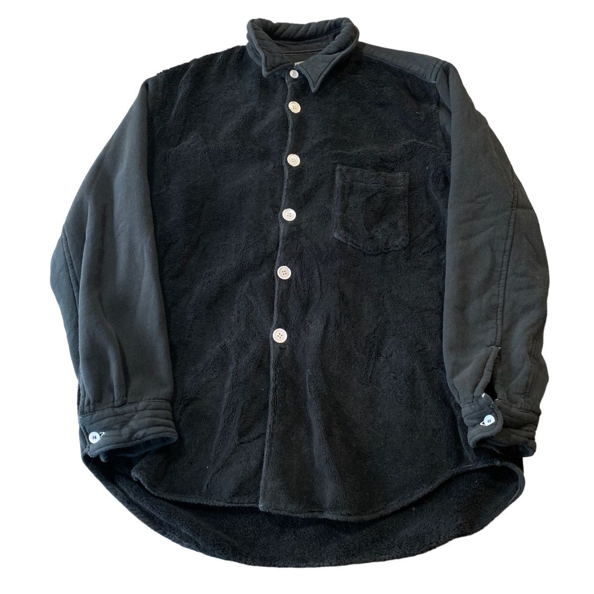 Comme des Garcons 90s Comme Des Garcons All Black Fleece Button Up Grailed