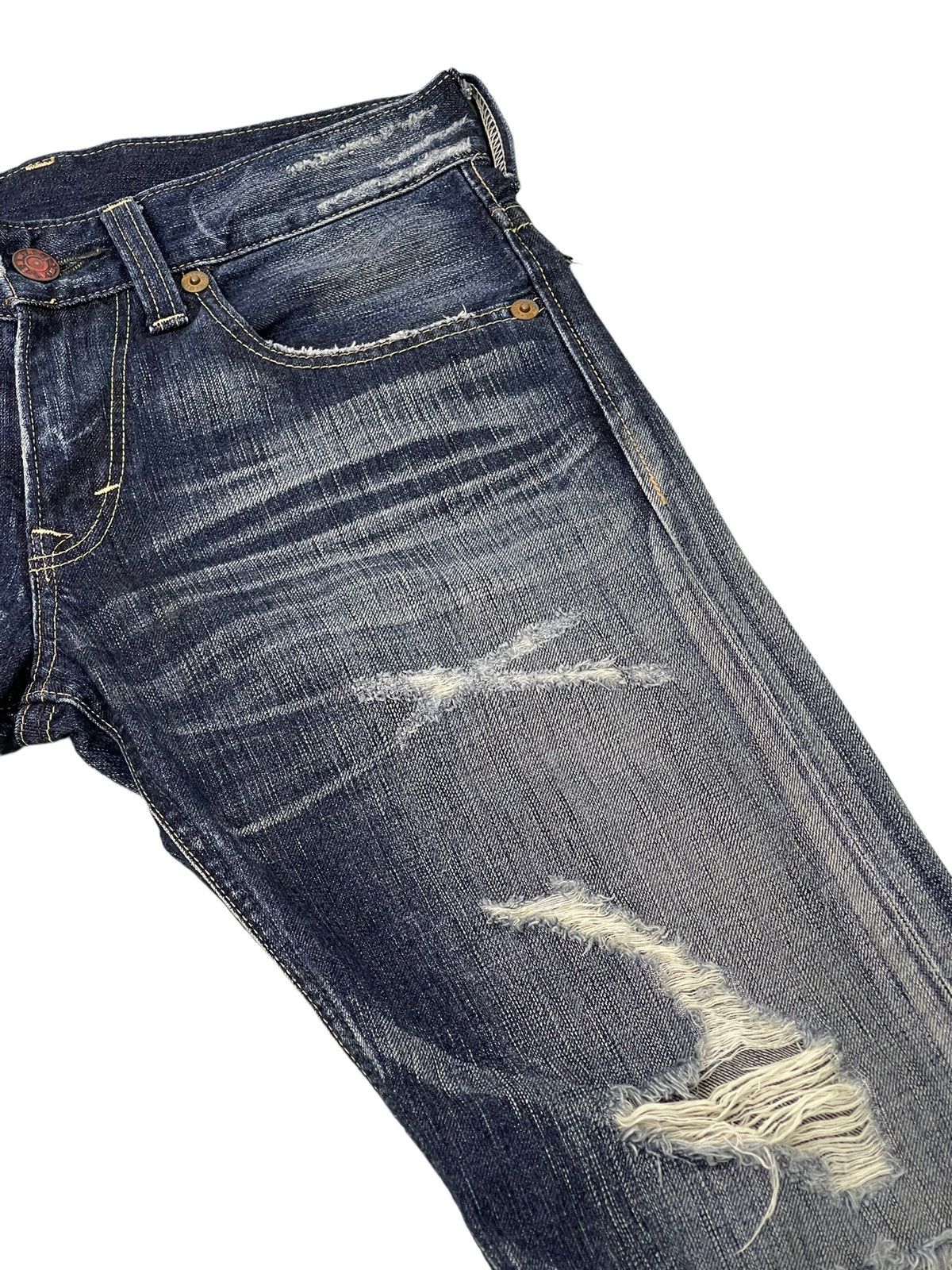 Edwin Flare Jeans Edwin Distress Acid Wash Low Rise Boot Cut 5🟦5T Size US 31 - 9 Thumbnail