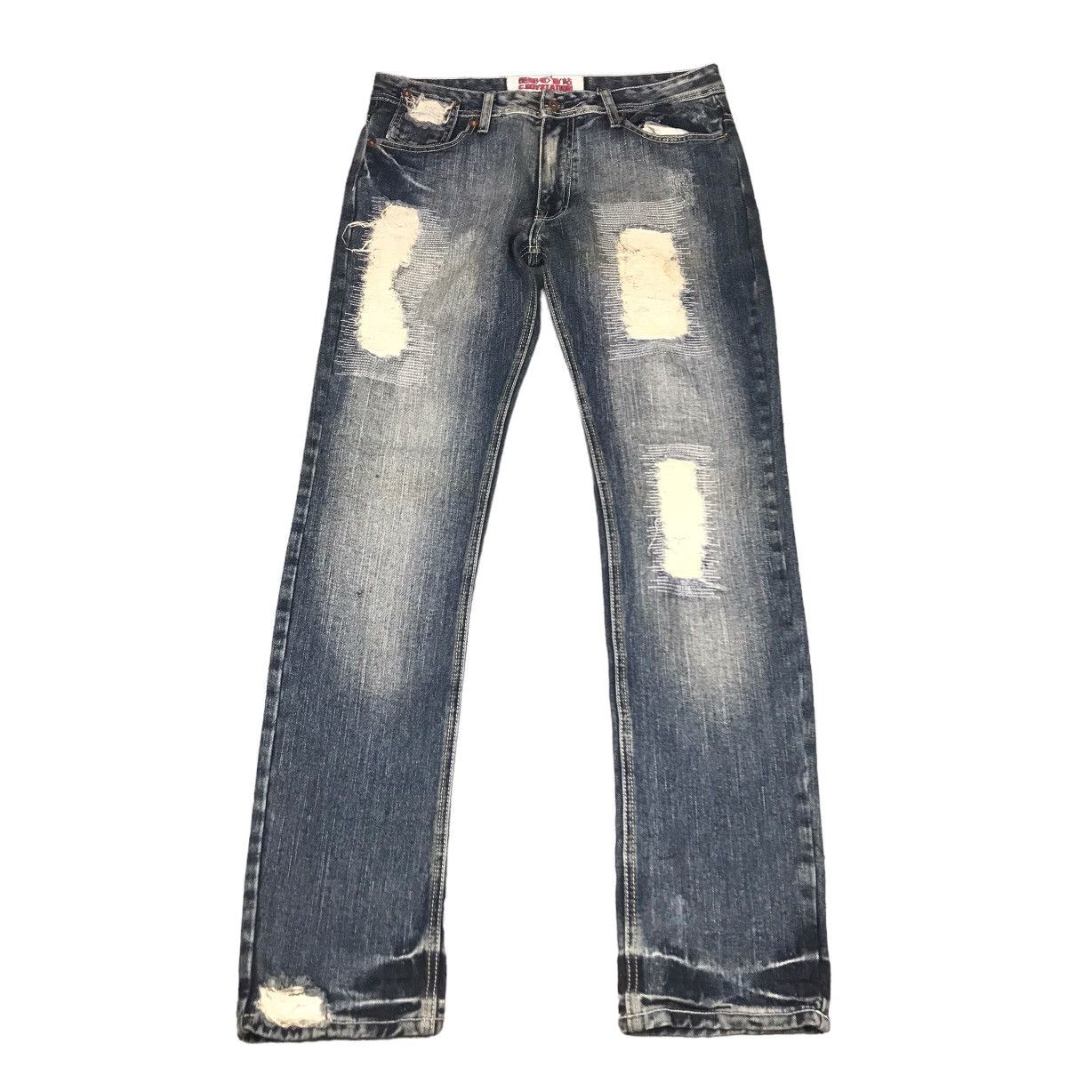 boystation RIPPED DISTRESSED BOYSTATION DENIM PANTS - Bottoms