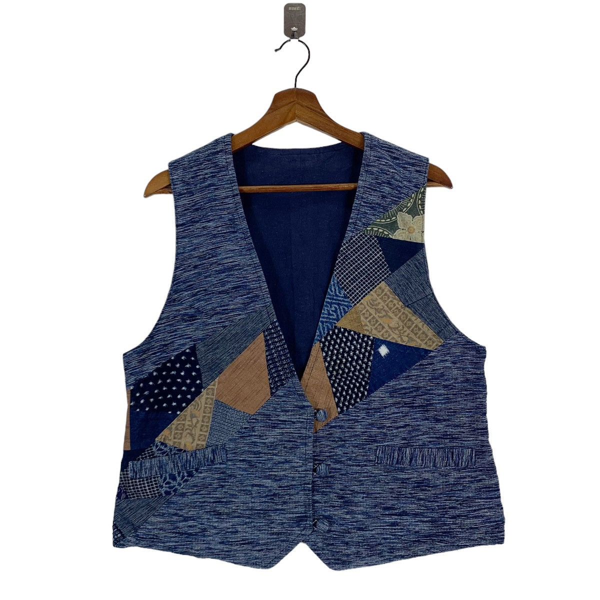 Indigo × Japanese Brand × Vintage Vintage Sassiko Boro Patchwork Vest Jacket Size US M / EU 48-50 / 2 - 1 Thumbnail