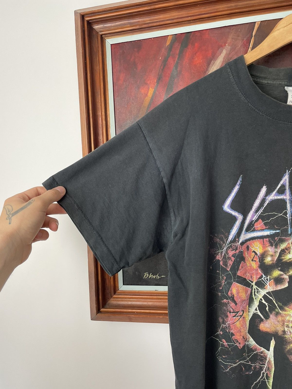 Band Tees Vintage Slayer Band Tour Tee Washed Distressed Death Y2k 90s Size US M / EU 48-50 / 2 - 5 Thumbnail