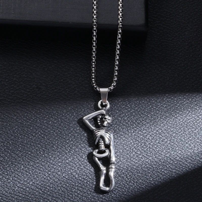 Jewelry Dancing Skull Ghost Necklace Size ONE SIZE - 4 Thumbnail