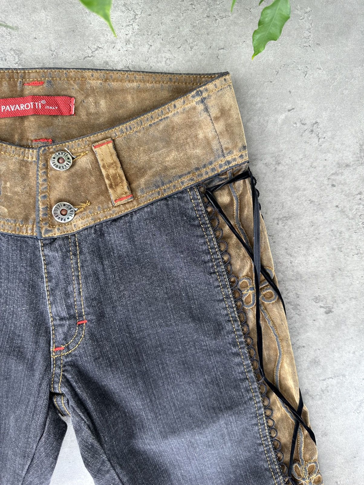 20471120 × Seditionaries × Vintage Vintage Flared Lace-up Jeans Y2K Size 25" / US 0 / IT 36 - 3 Thumbnail