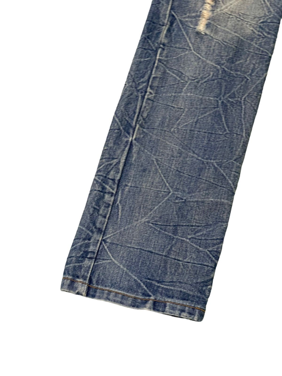 Japanese Brand Distress Jeans K.U.I Acid Wash Low Rise Denim Straight 5🟦9 Size US 30 / EU 46 - 14 Thumbnail