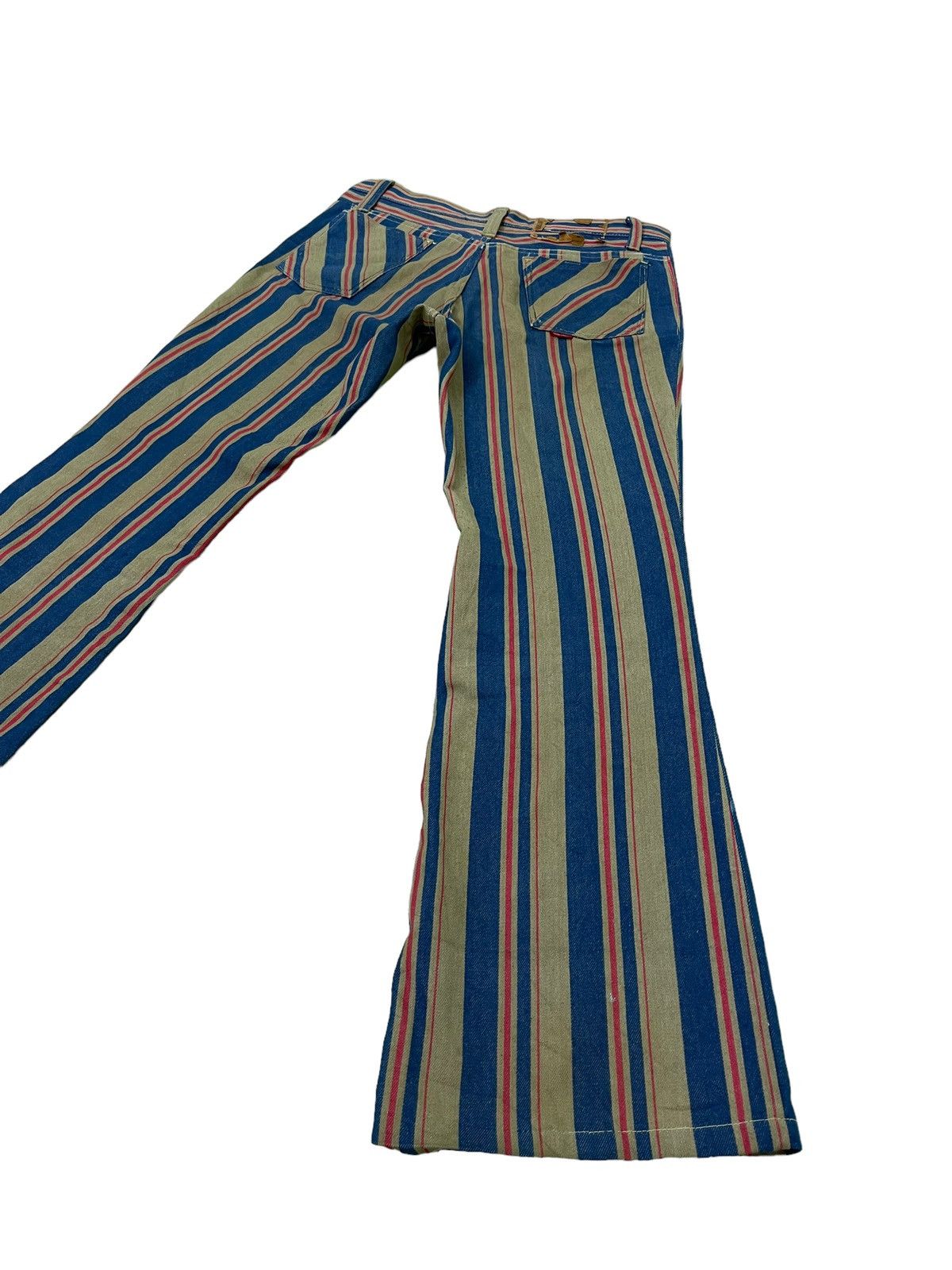 Japanese Brand Flare Jeans Vtg 70/80s Power Striped Bell Bottom 6🟦0 Size US 31 - 12 Thumbnail