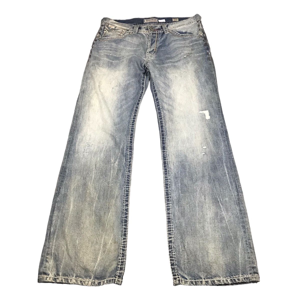 Japanese Brand × Mek Denim BLUE FADED🔥MEK DENIM DISTRESSED DENIM PANTS Size US 34 / EU 50 - 1 Thumbnail