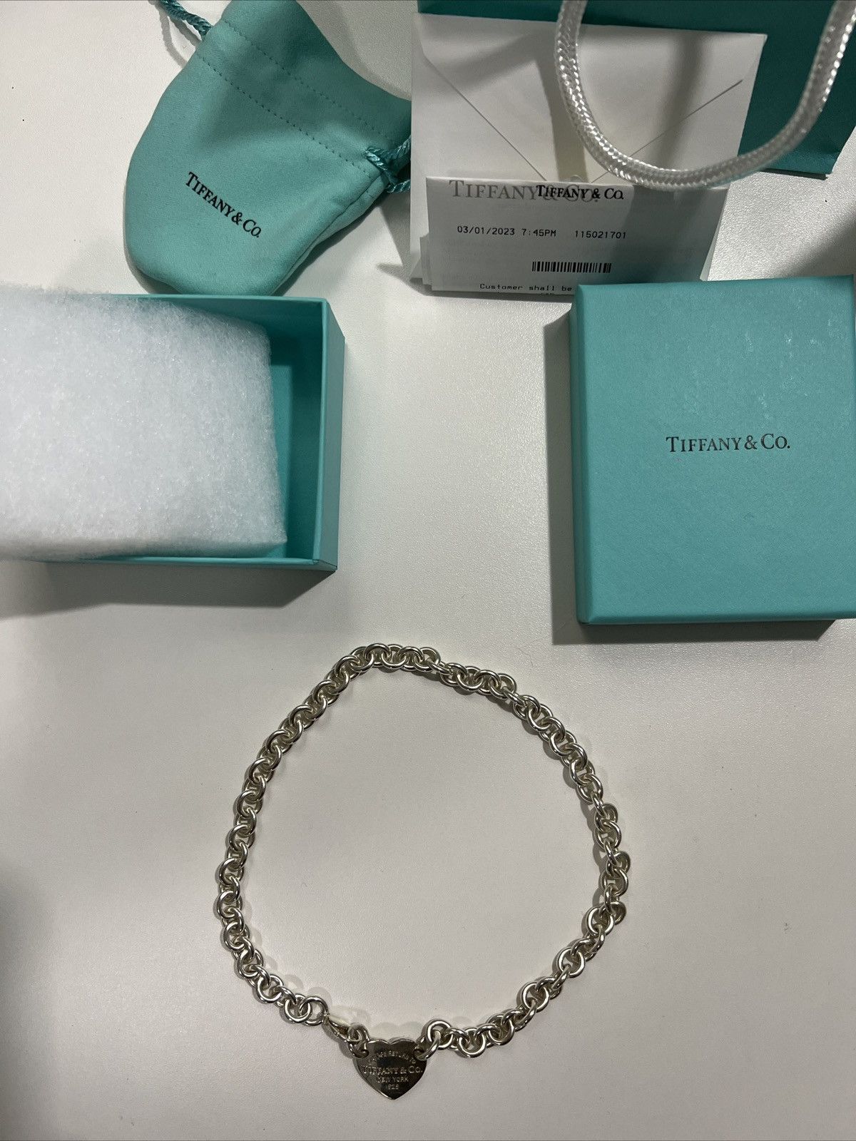 Tiffany & Co. Tiffany & Co Heart Tag Chain Link Choker 925 Sterling