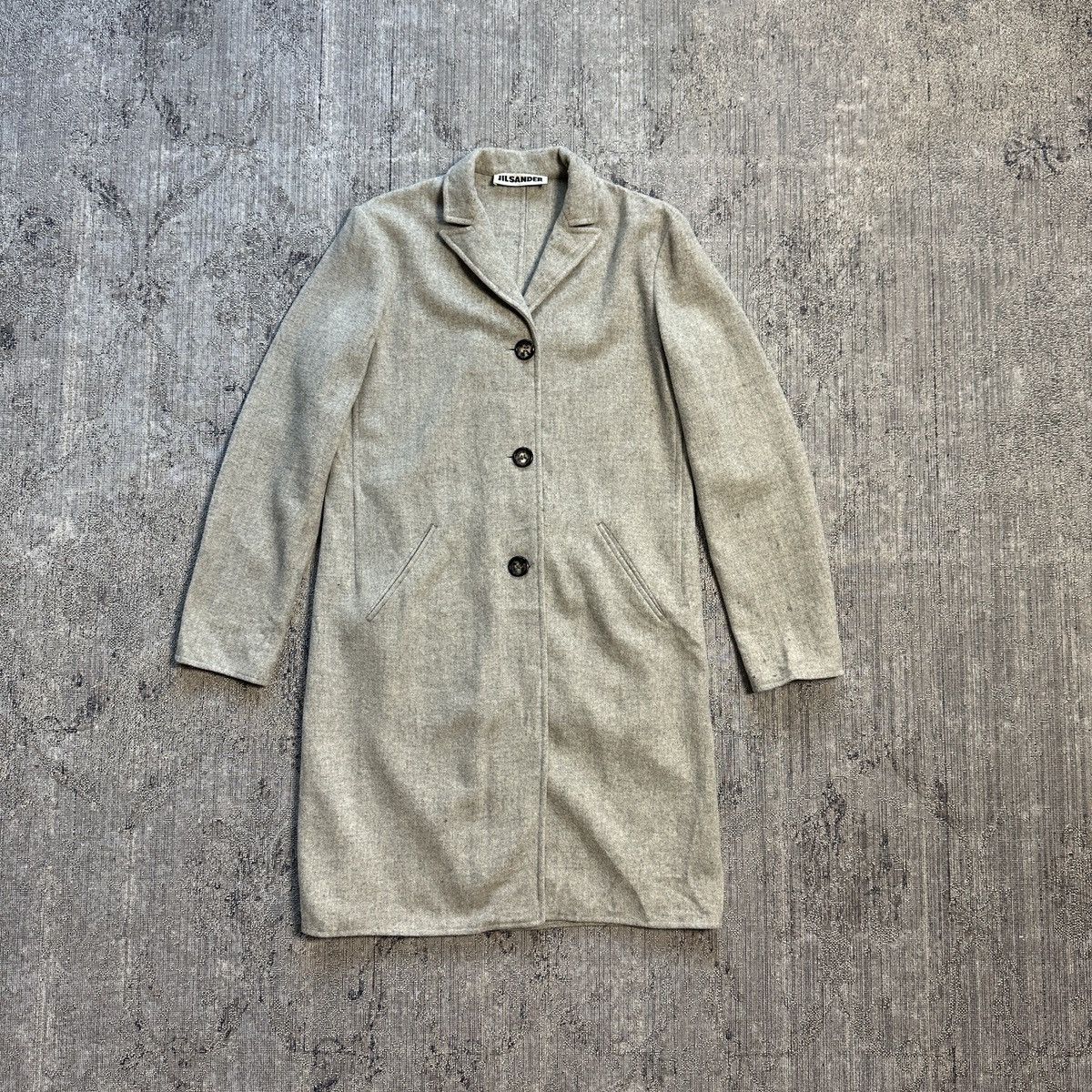 image of Cashmere Wool x Jil Sander Vintage 90’S Jil Sander Wool Coat in Beige, Women's (Size Medium)