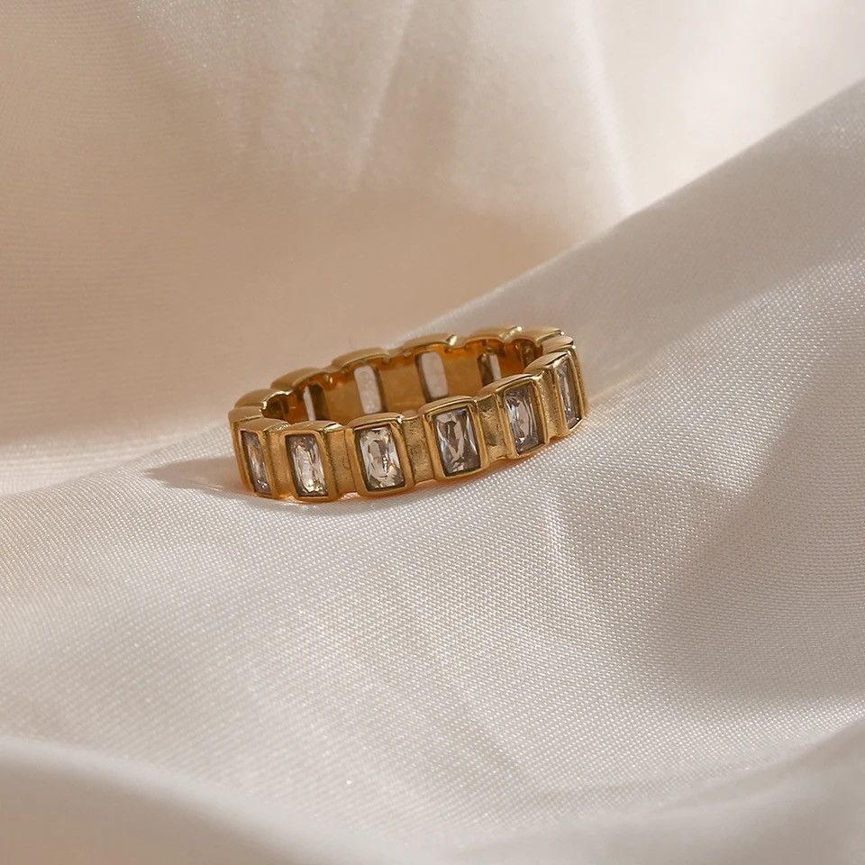 Jewelry Creative Small Square CZ Stone Ring Size ONE SIZE - 1 Thumbnail