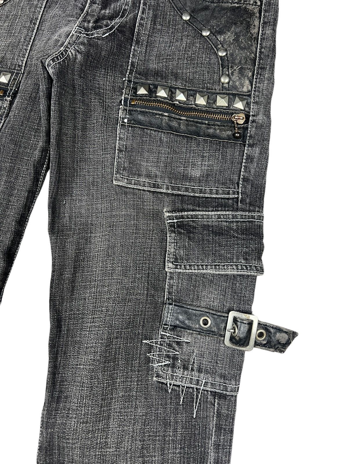 Japanese Brand Algonquins 🇯🇵 Studded Flare Cargo Denim Size US 31 - 6 Thumbnail