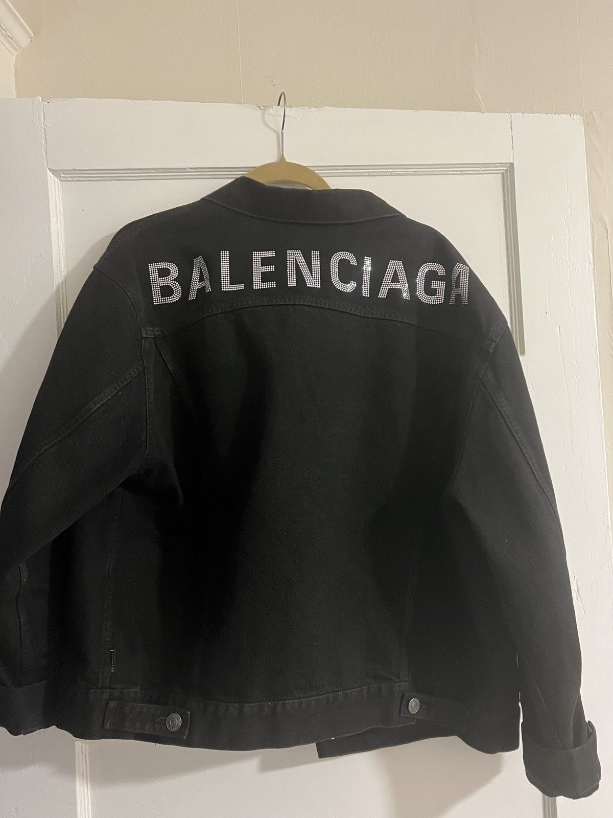 Balenciaga Rhinestone Denim Jacket Oversized | Grailed