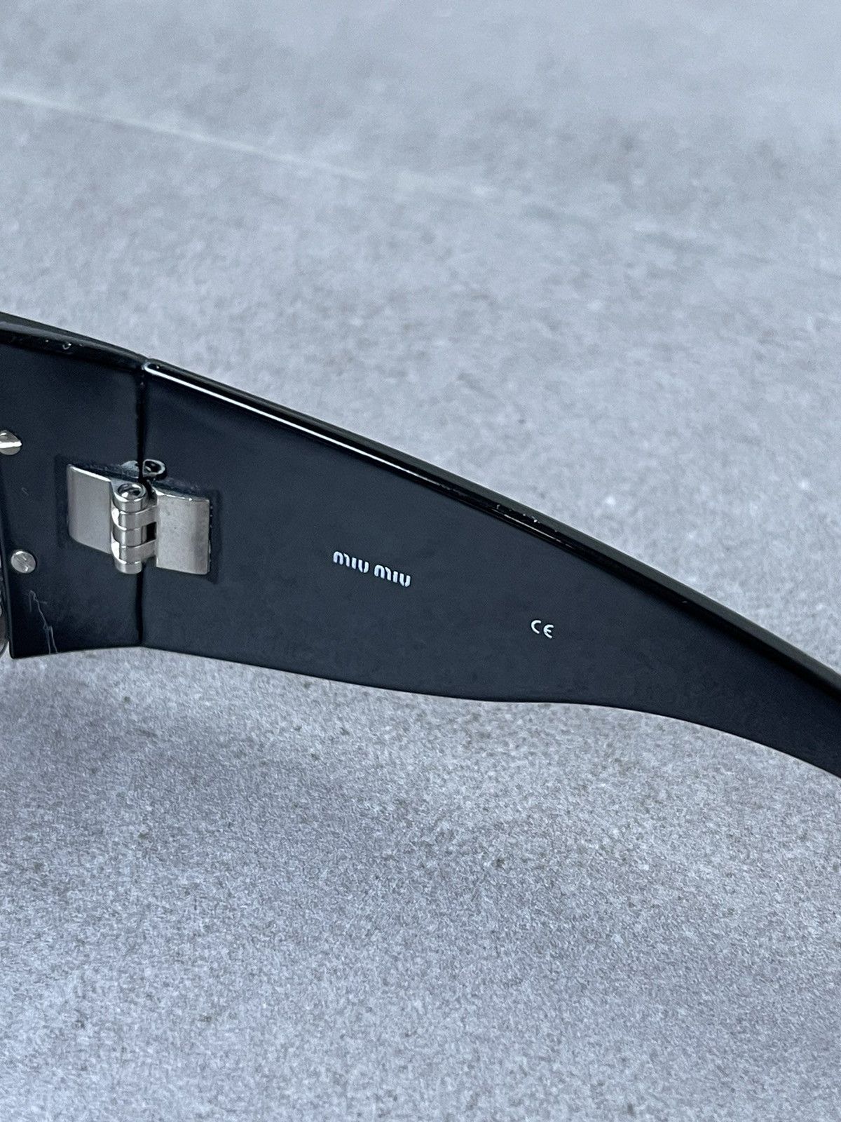 Miu Miu !DS! Miu Miu SMU58G 1BC-5D1 Black Silver Shield Sunglasses Size ONE SIZE - 11 Thumbnail
