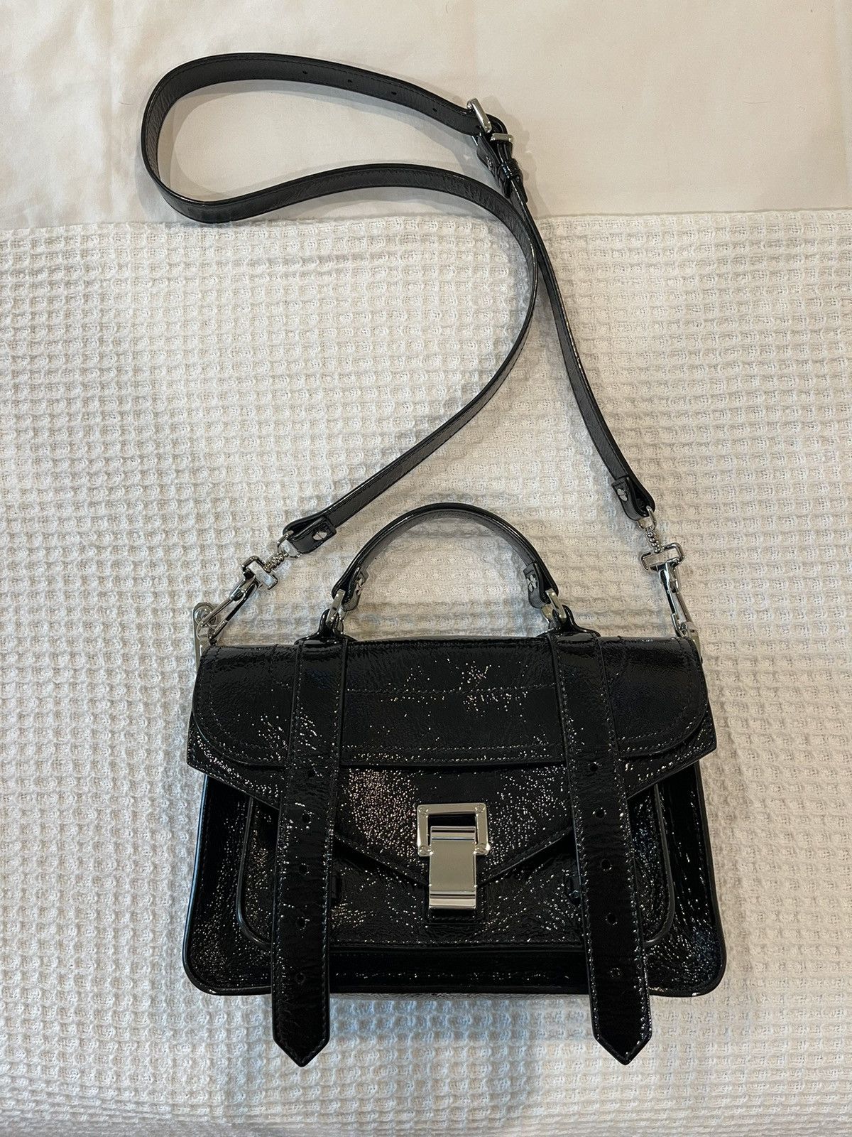 shop wholesale price Proenza Schouler Crinkled Patent PS1 Tiny Bag