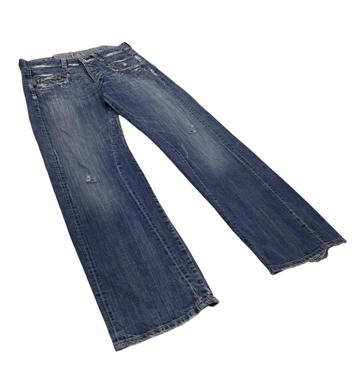 G-Star Vintage Gstar Raw Distressed Jeans Embroidery Logo Size US 34 / EU 50 - 4 Thumbnail