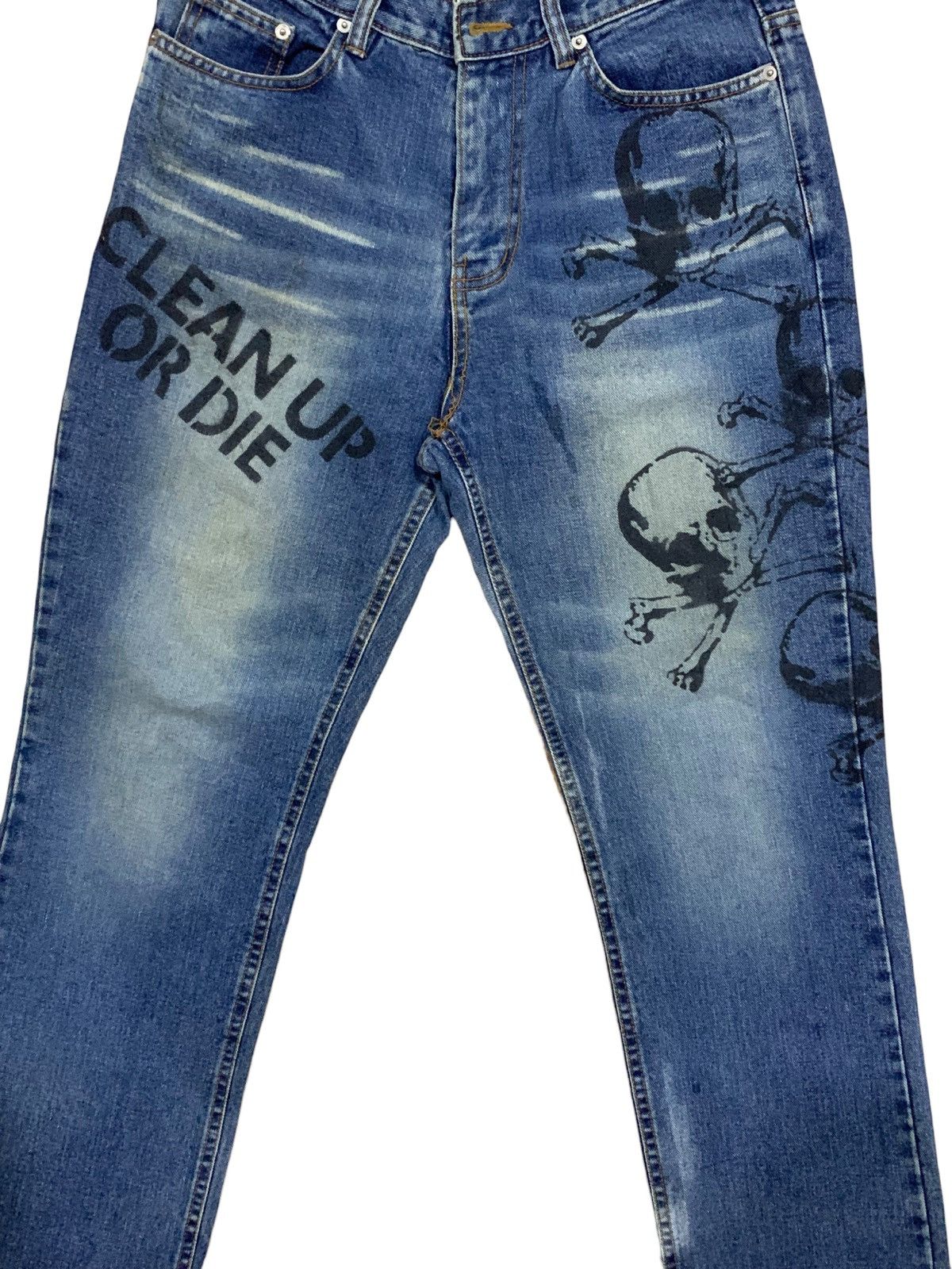 If Six Was Nine × Le Grande Bleu (L.G.B.) × Who Decides War Katharine Hamnett Clean Up Or Die Punk Jeans Size US 31 - 9 Thumbnail