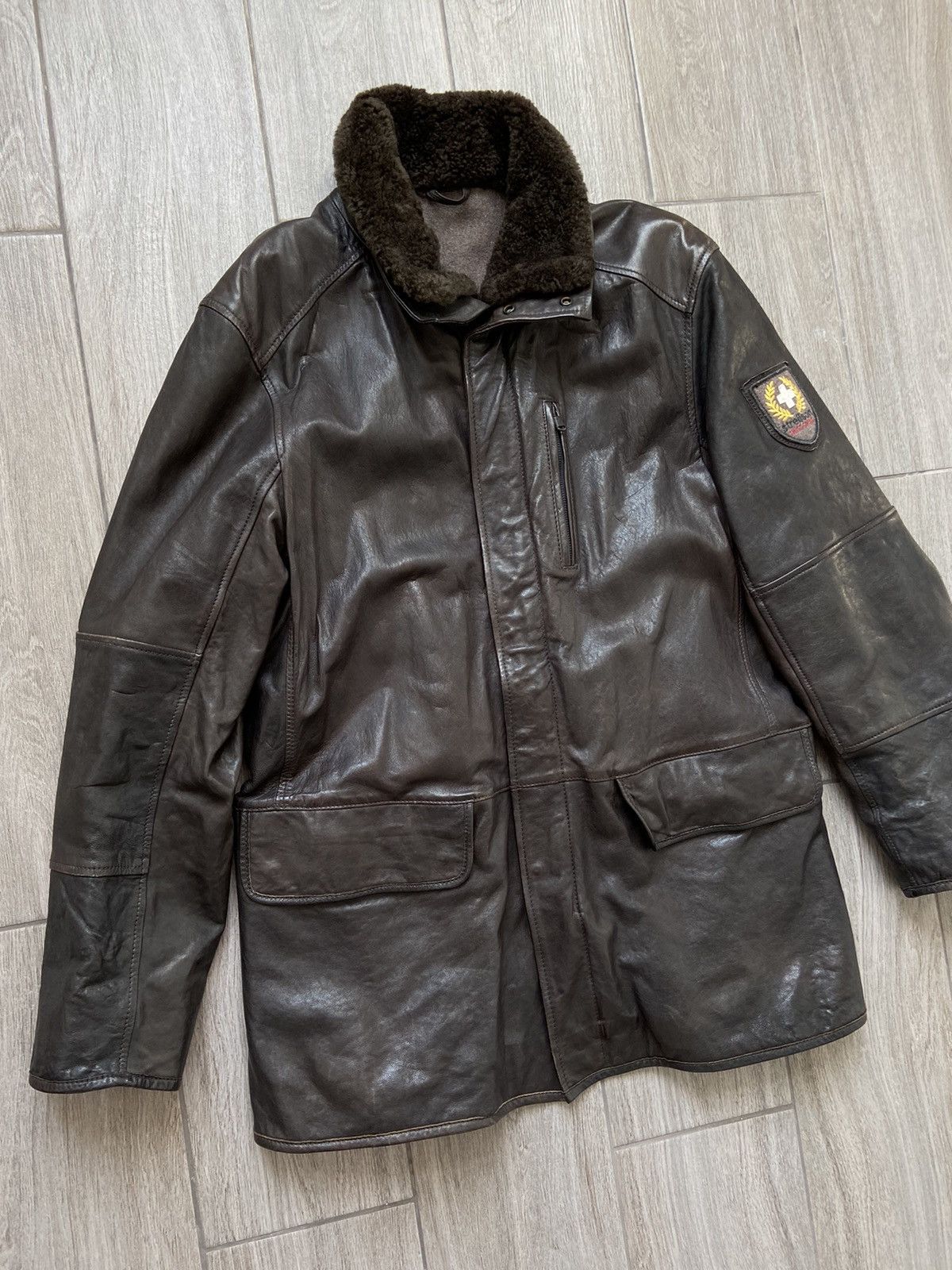Strellson Strellson Swiss Cross Edition Leather Jacket Casual Parka Size US L / EU 52-54 / 3 - 3 Thumbnail