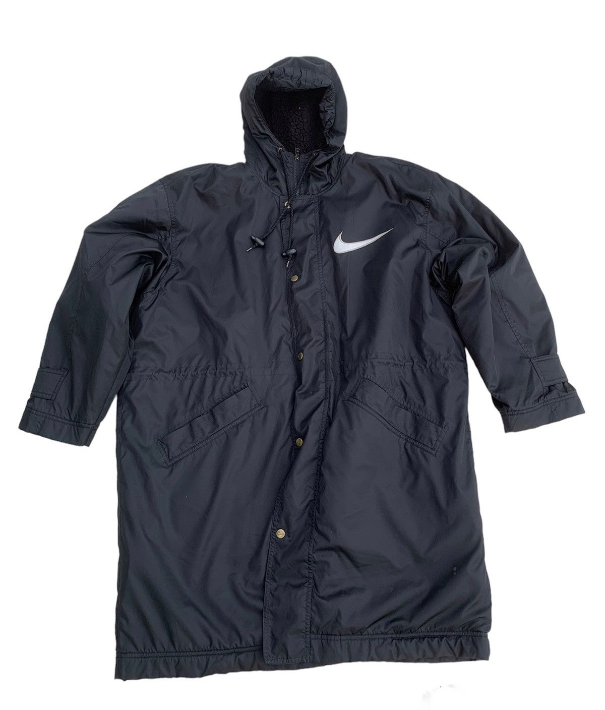 Nike × Vintage VINTAGE NIKE BIG LOGO SHERPA LINED LONG HOODIE JACKET Size US M / EU 48-50 / 2 - 2 Thumbnail