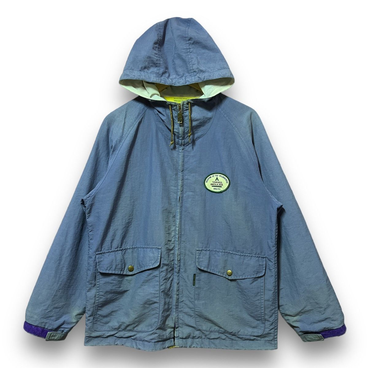 image of Vintage Wisdom Of The Wilderness Taras Boulba Windbreaker in Light Blue, Men's (Size Medium)