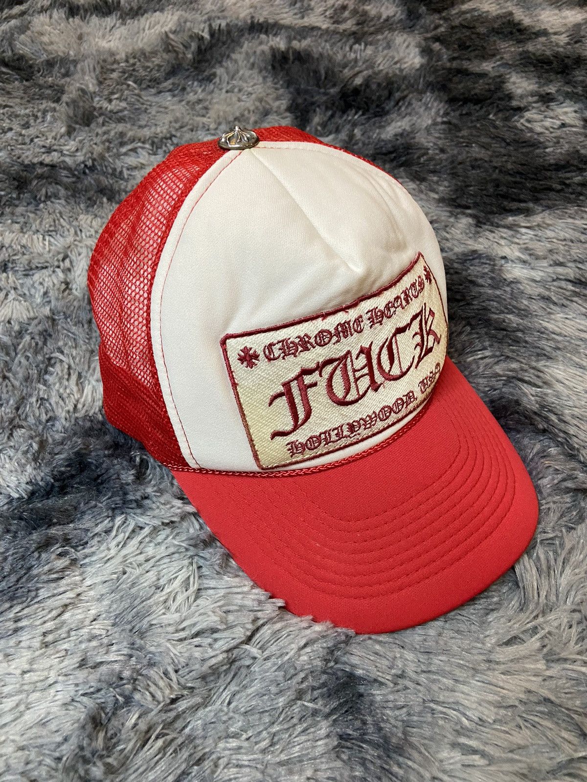 Vintage RARE 2005 Chrome Hearts FUCK Hollywood Trucker Hat Red